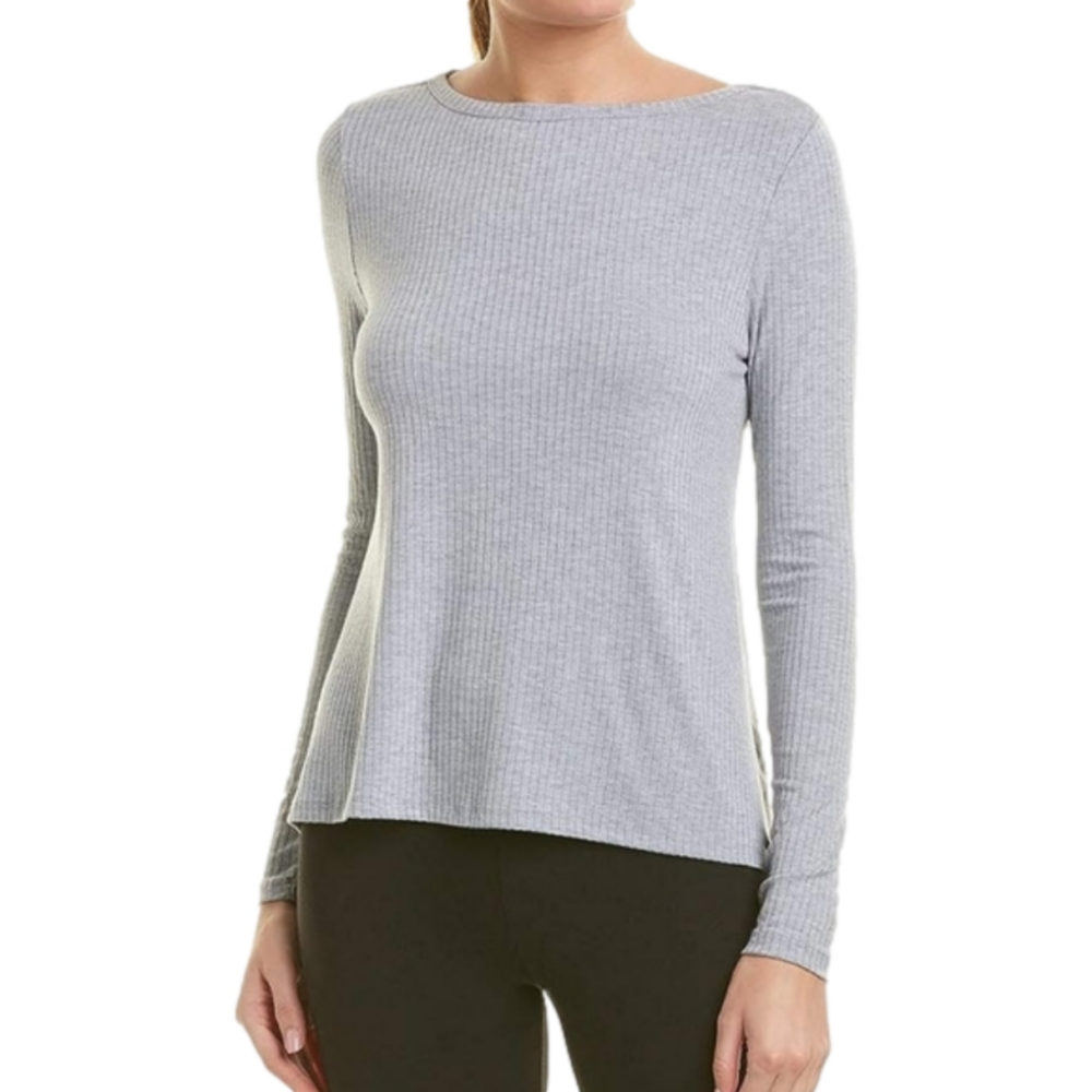 Nwt Avec Les Filles Stretch Ribbed Knit Tied Back Long Sleeve Size Medium